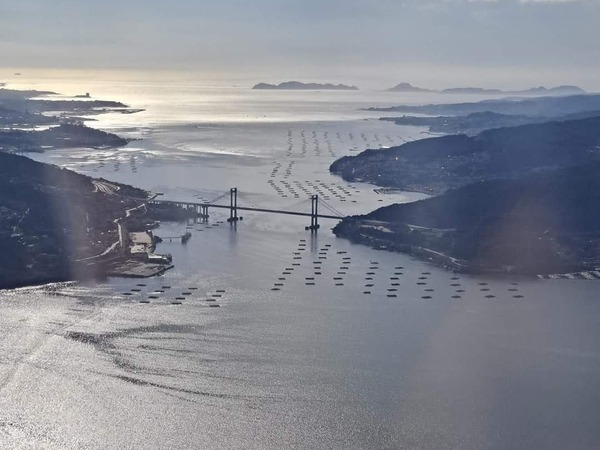 Aerial view of Ria de Vigo estuary